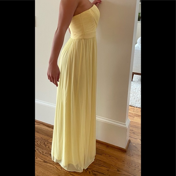 Cache yellow with large rhinestones strapless prom dress size 6 - Picture 1 of 6